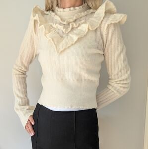 Cream Ruffle Sweater
